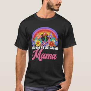 Retro Blessed To Be Called Mama Rainbow Groovy Hip T-Shirt