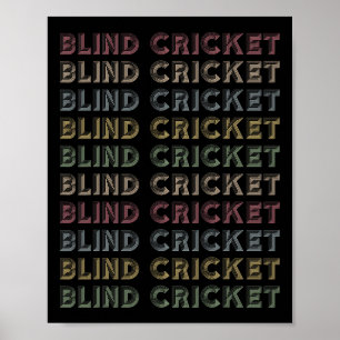 Retro Blind Cricket Repetitive Vintage Player 1 Poster