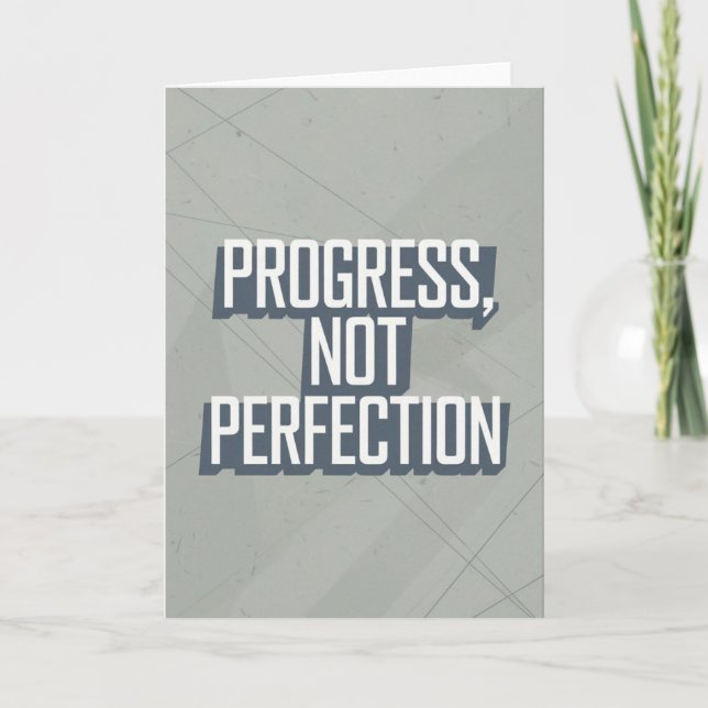 Retro Block Letter "Progress Not Perfection" card (Front)