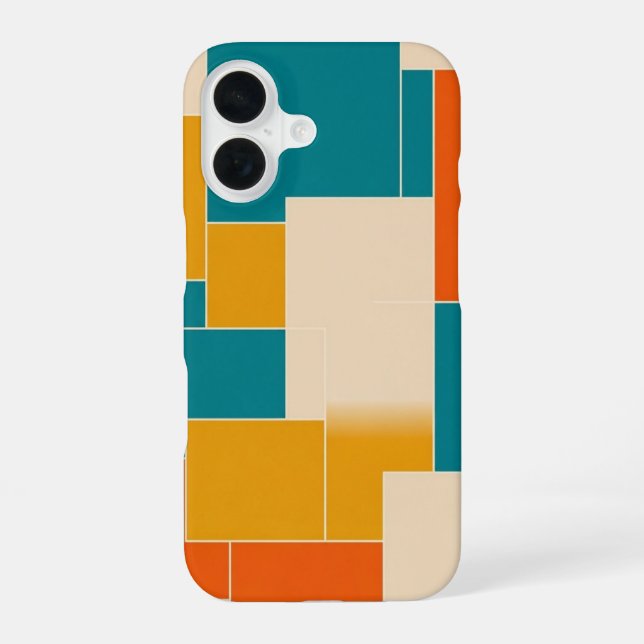 Retro Block Panels iPhone 16 Case (Back)