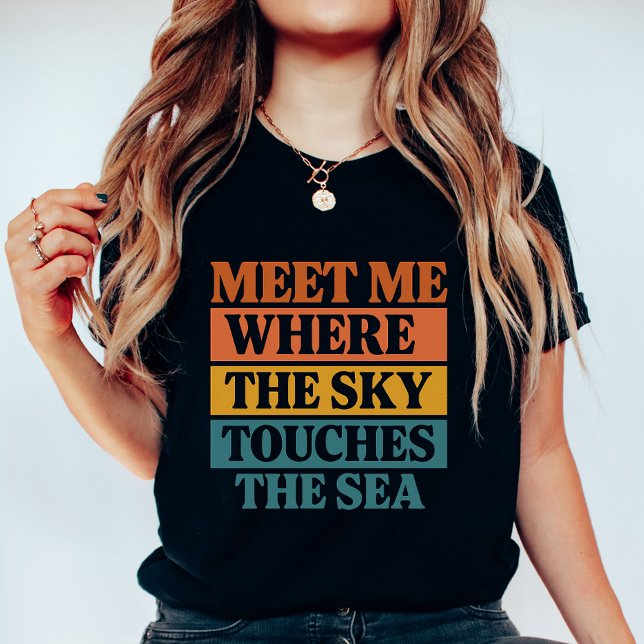 Retro Block “Sky Touches the Sea”, Summer Vacation T-Shirt (Creator Uploaded)