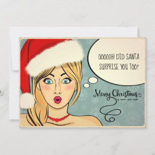 Retro Blonde in Santa Hat Humour ID558 Holiday Card