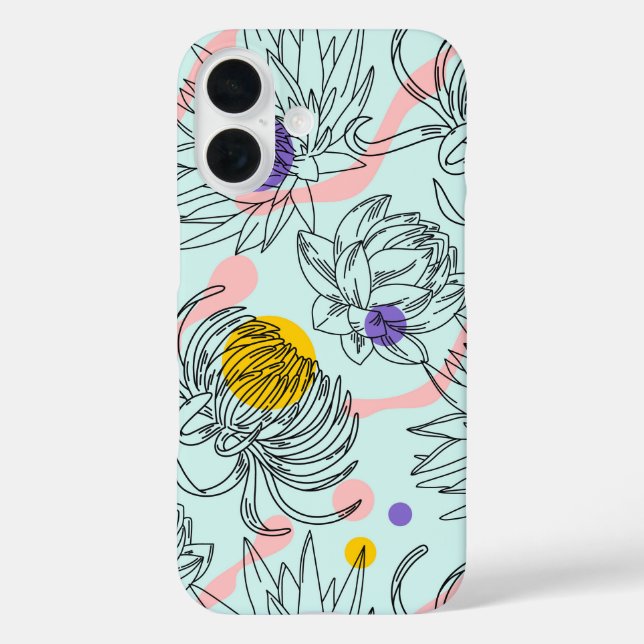 Retro Bloom Bold Botanical Line Art Case-Mate iPhone Case (Back)