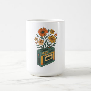 Retro Bloom Box – Floral Cassette Explosion Coffee Mug