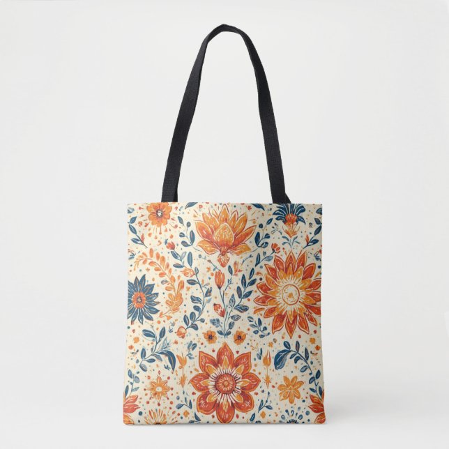 Retro Bloom Burst - Tote Bag (Front)