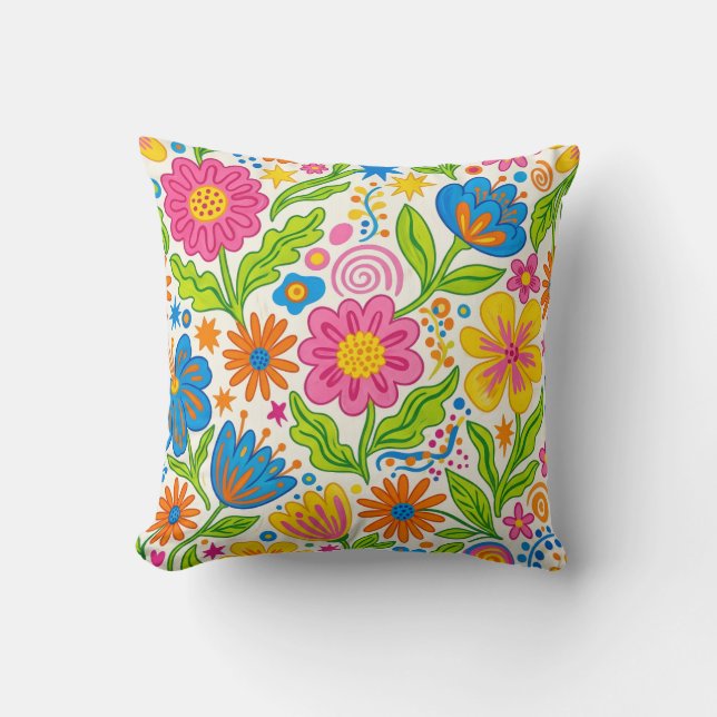 Retro Bloom Floral  Cushion (Front)