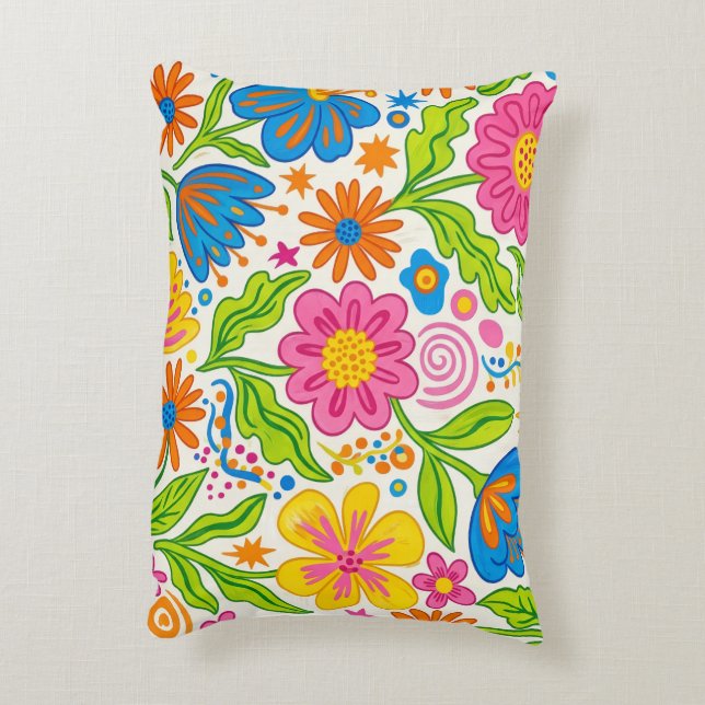 Retro Bloom Floral Decorative Cushion (Back(Vertical))