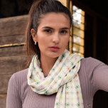 Retro Bloom Geometric Floral Print Patterned Scarf<br><div class="desc">Add some style to any outfit with this patterned scarf. Geometric depictions of daisies in muted shades of light blue,  dark green,  pink,  rust orange and yellow are set against a sand or beige coloured background for a simple,  retro look.</div>