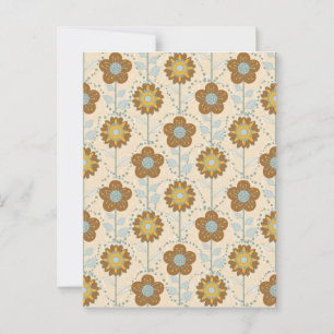 Retro Bloom Harmony Baby Blue Mustard Postcard