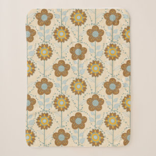 Retro Bloom Harmony Baby Blue Mustard Sherpa Blanket