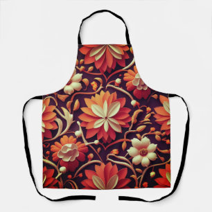 "Retro Bloom - Seamless Floral Pattern Apron