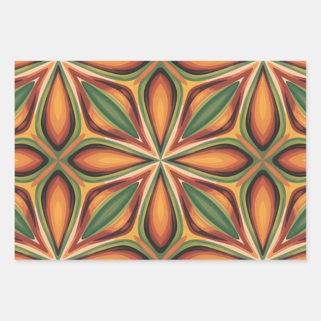 Retro Bloom Wrapping Paper Sheet (Front)