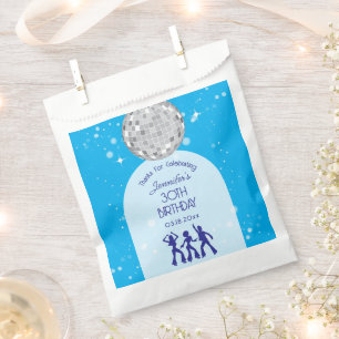 Retro Blue 70s 80s Disco Party Birthday Thank You Favour Bag
