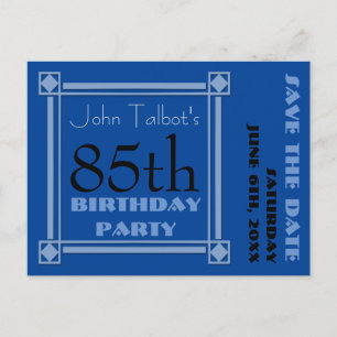 Retro Blue 85th birthday Party Save the Date P Announcement Postcard