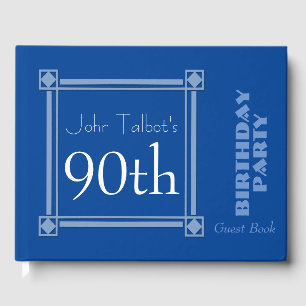 Retro Blue 90th Birthday Party Guest Book