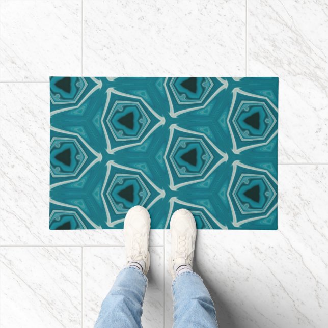 Retro Blue Abstract Modern Print    Doormat (Indoor)