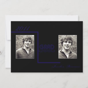 Retro Blue and Black Graduation Announcement