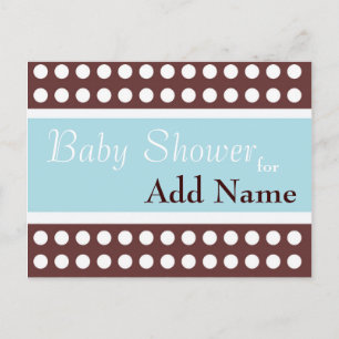 Retro Blue and Brown Baby Shower Invitation Postcard