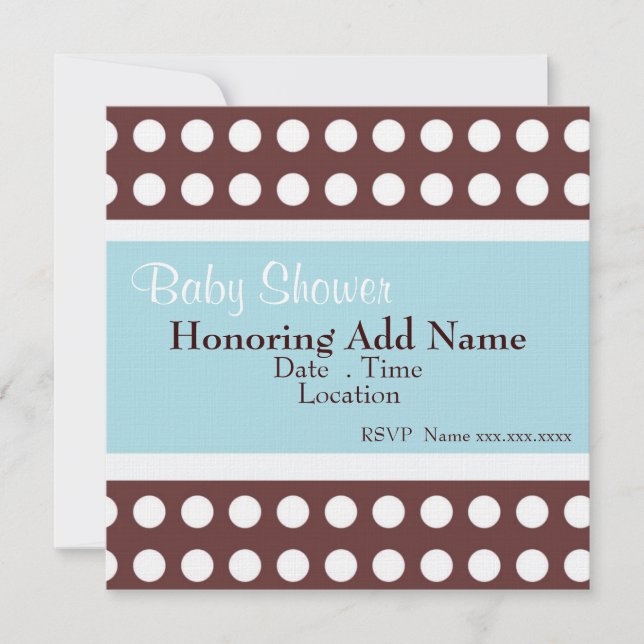 Retro Blue and Brown Dots Baby Shower Invitation (Front)