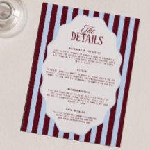 Retro Blue and Burgundy Wedding Details