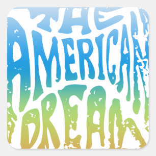 Retro Blue and Green American Dream Sign Graphic Square Sticker