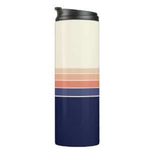 Retro Blue and Peach Striped Travel Mug