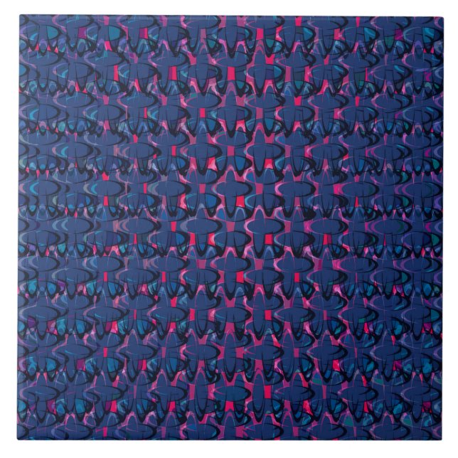 Retro blue and pink pattern ceramic tile (Front)