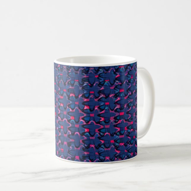 Retro blue and pink pattern coffee mug (Front Right)