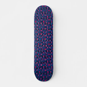 Retro blue and pink pattern skateboard