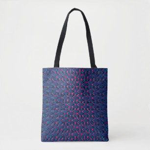 Retro blue and pink pattern tote bag