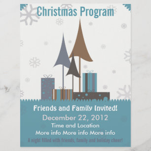 Retro Blue and Tan Christmas Program Flyer