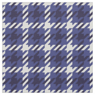 Retro blue and white houndstooth plaid pattern fabric