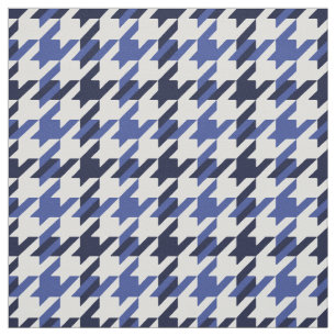 Retro blue and white houndstooth plaid pattern fabric