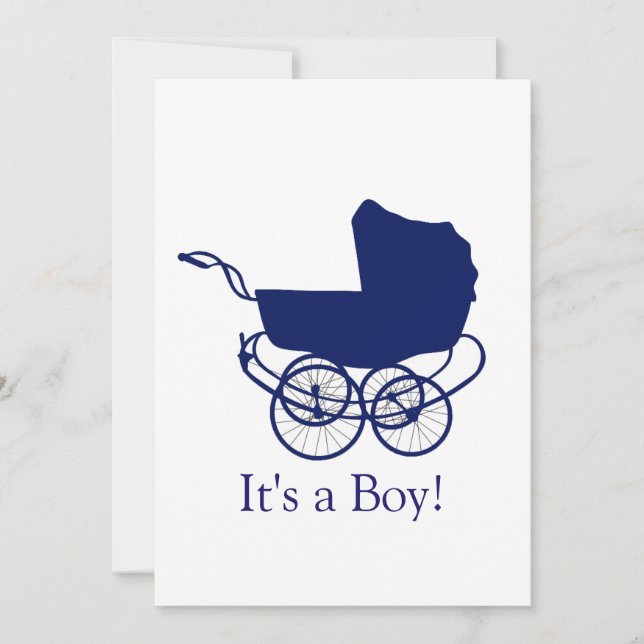 Retro Blue Baby Announcement (Front)