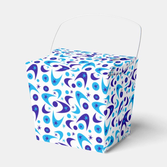 Retro Blue Boomerangs Favour Box (Front Side)