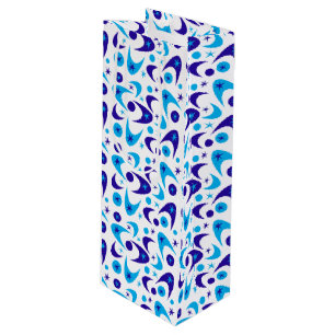 Retro Blue Boomerangs Wine Gift Bag