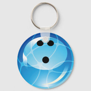 RETRO BLUE BOWLING BALL KEY RING