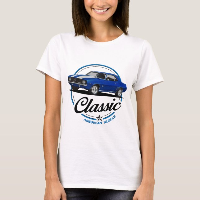 Retro Blue Camaro Classic T-Shirt (Front)