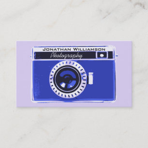 Retro Blue Camera Photography Business Cards