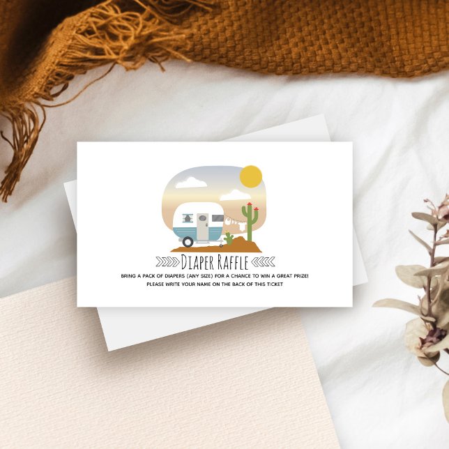 Retro Blue Camper Desert Baby Shower Diaper Enclosure Card (Creator Uploaded)