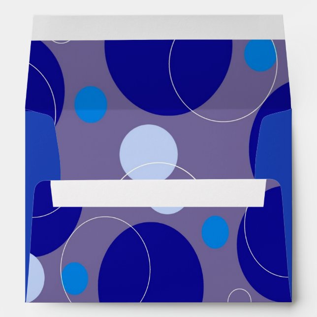 Retro Blue Circles & Ovals Royal Periwinkle Aqua Envelope (Back (Bottom))