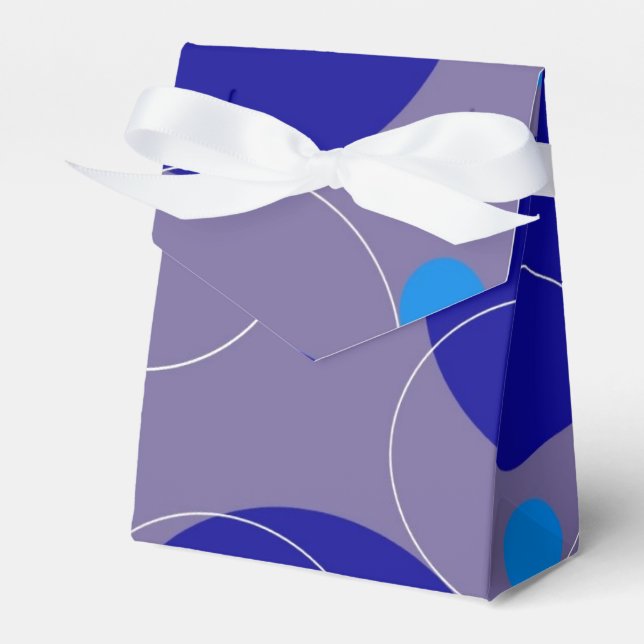 Retro Blue Circles & Ovals Royal Periwinkle Aqua Favour Box (Front Side)