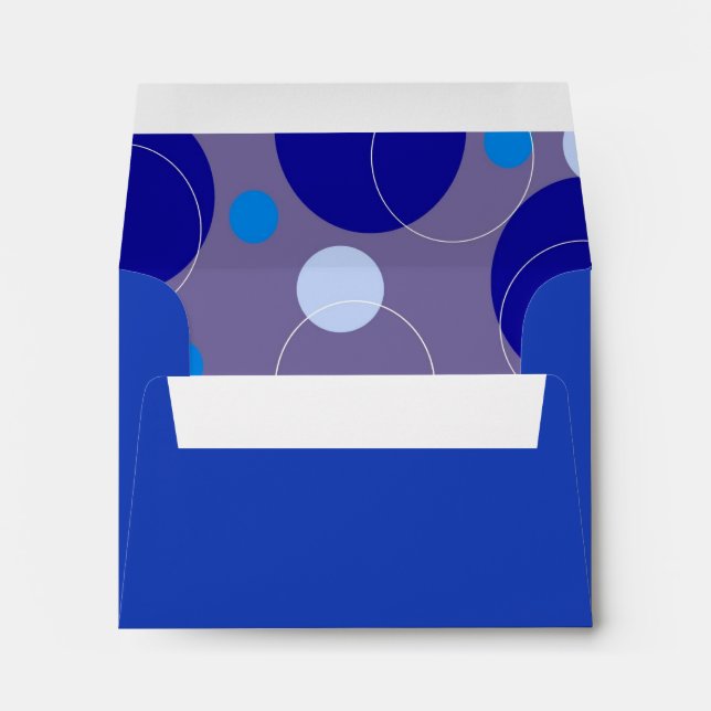 Retro Blue Circles & Ovals Royal Thank You Envelopes (Back (Bottom))