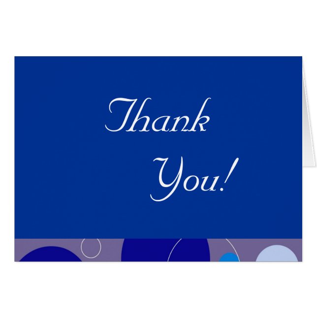 Retro Blue Circles & Ovals Thank You Note (Front Horizontal)