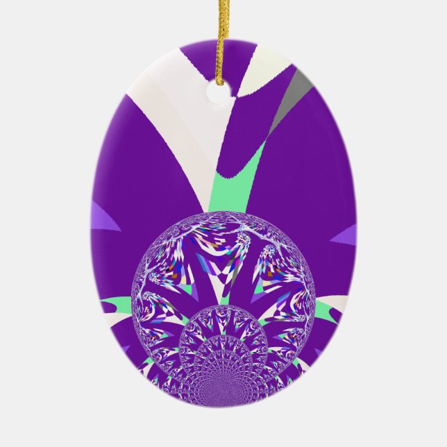 Retro Blue Cyan Kaleidoscope Art Print Ceramic Ornament (Front)