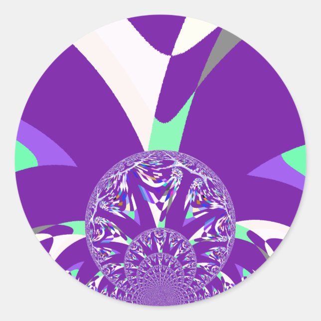 Retro Blue Cyan Kaleidoscope Art Print Classic Round Sticker (Front)