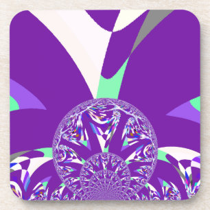 Retro Blue Cyan Kaleidoscope Art Print Coaster