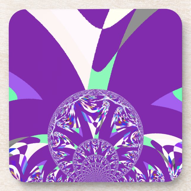 Retro Blue Cyan Kaleidoscope Art Print Coaster (Front)