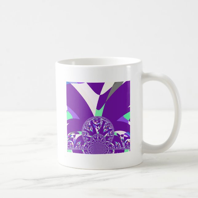 Retro Blue Cyan Kaleidoscope Art Print Coffee Mug (Right)