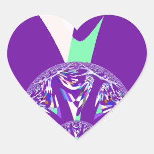 Retro Blue Cyan Kaleidoscope Art Print Heart Sticker